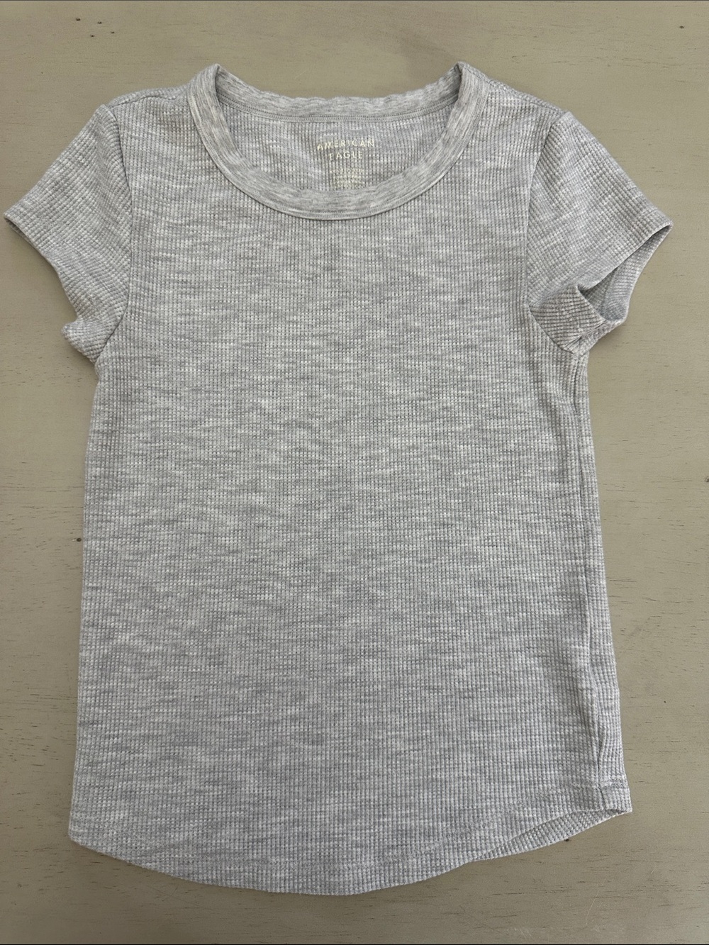Light Gray Ribbed Short Sleeve Tee